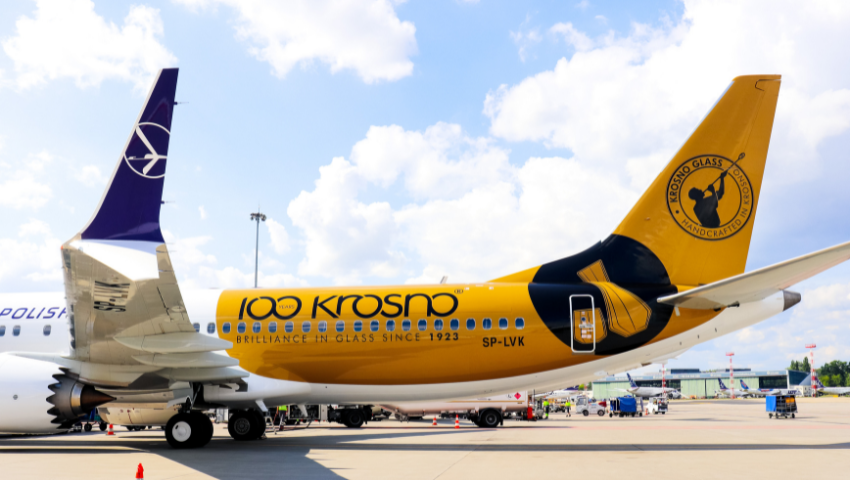 IAC paints special livery on LOT Polish Airlines to celebrate KROSNO Glass 100-year anniversary. 2