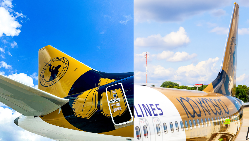 IAC paints special livery on LOT Polish Airlines to celebrate KROSNO Glass 100-year anniversary.