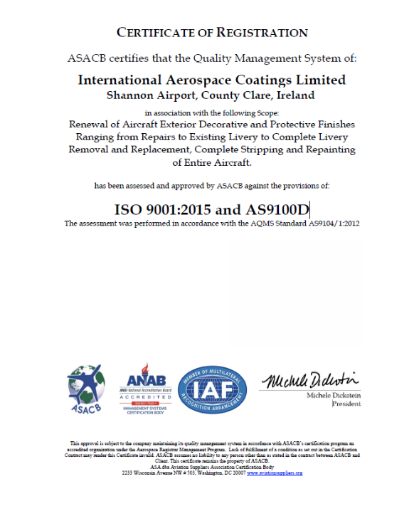 IAC successfully completes recertification audit for ISO 9001:2015 and AS9100D 1